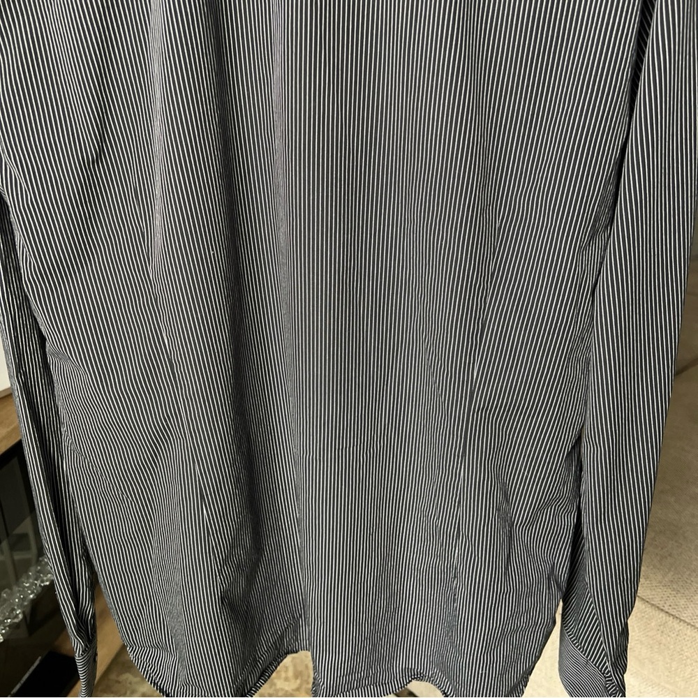 Express Men’s Black/white Fitted Longsleeve Striped Button Up Size XL 17-17.5 - Picture 11 of 15